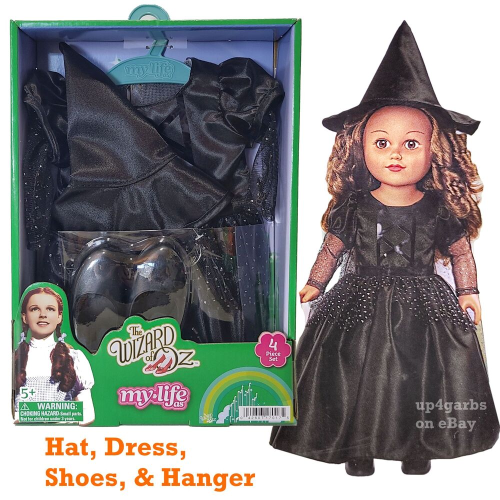 "My Life As" Brand New Wizard of Oz Wicked Witch 18” Doll Outfit Dress Hat Shoes